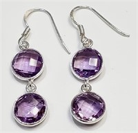 925 Sterling Silver 6.30 cts Amethyst Earrings