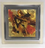 Vintage Acrylic on Glass Abstract By W.Bentley