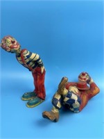 Pair Of Clown Figurines Signed By Artist