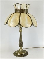 Metal Lamp with Slag Glass Shade
