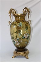 Moser Enameled Amber Glass Vase with Ormolu Mount