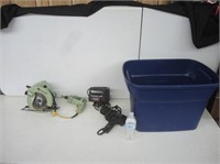 BIN W/HEAT GUN,DRILL,SABRE & CIRCULAR SAWS-WORKS