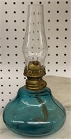 Blue Glass Miniature Oil Lamp