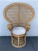Vintage Tall Wicker Peacock Chair