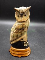 Hand Carved Owl from Water Buffalo Horn