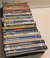 (28) DVDS IN CASES MOSTLY WESTERNS.