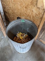 Galvanized Trash Can with Squirrel Corn