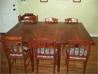 Cherry Drop Leaf Dining Table & 6 Chairs with pad