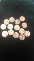 Lot of 14 Silver Quarters Dated 1956