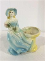 Vintage lady planter measuring 6 inches tall.