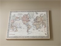 WORLD MAP ON CANVAS SERCATOR PROJECTION