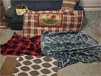 Lot of 5- Small Rugs & Throw Blankets