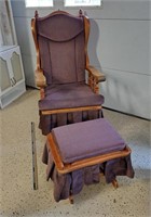 Wood Glider Chair w Ottoman