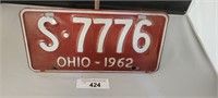 1962  Ohio License Plate