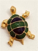 Enamel Turtle Brooch