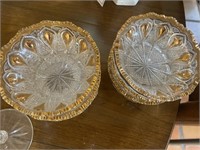 Lot of 6 beautiful glass dishes with gold accents