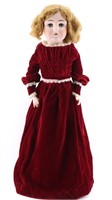 Bisque Doll w/ Red Velvet Dress