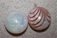 2 Large glass ornamental gazing balls