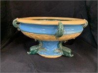 MAJOLICA CENTERPIECE BOWL W/ DOLPHINS - 14 X 7 “