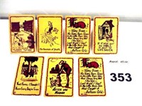 Seven Vintage Wooden Post Cards