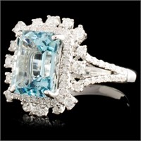 18K Gold Aquamarine & Diam Ring - 2.98ct & 0.64ctw