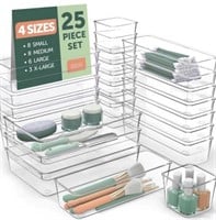 25 PCS Clear Plastic Drawer Organizers Set, 4