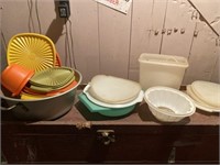 Tupperware and metal bowl