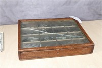 Antique Oak Display Box Filled with Pen Ink Nibs