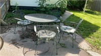 42” Iron patio table and four chairs