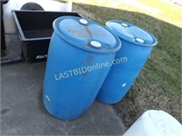 2 Blue poly 55 gallon Drums / Barrels