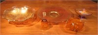 5 Piece Amber Marigold Color Glass