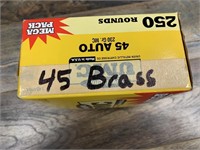 Remington UMC 250 round box full of .45 auto brass