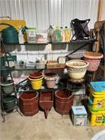 Gardening chemicals, plant stands, pots