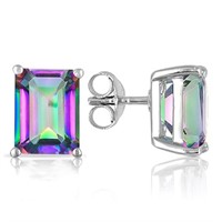 6X4MM Emerald Cut Mystic Topaz 1.3CTW Stud Earring