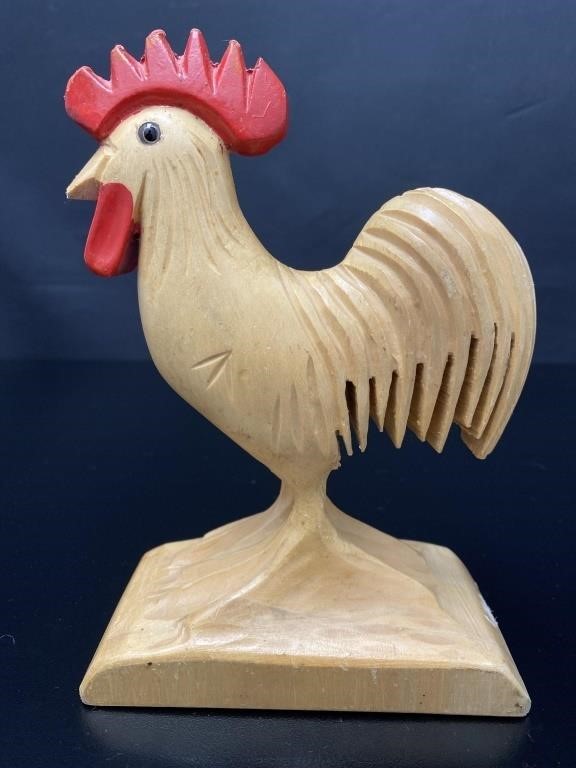 Tremblay Quebec Folk Art Wooden Rooster Sculpture