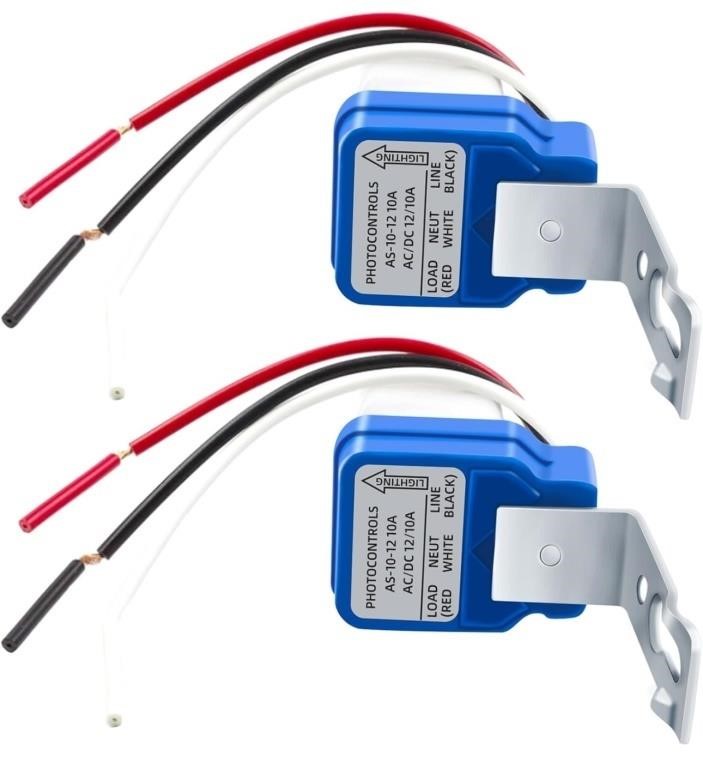 (new)2 Pack AC DC 12V 10A Auto On/Off Photocell