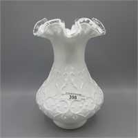 Fenton 8" Silver crested Spanish Lace Ruffled Vase