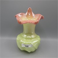 Fenton 7" Shiny Burmese wave Crest Vase