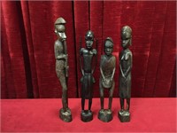 4 Carved Wood Figures