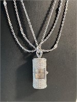 Victoria Weick Pave Crystal Pendant Watch