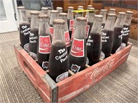 WOODEN COCA COLA CRATE WITH CARDIAC PACK COKE BOTT