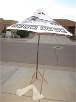 8' Chinese Dragon Umbrella With Wood Stand