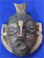 MASK 7"X7" HAND CARVED AFRICAN SEE PHOTOS