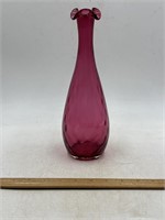 Cranberry vase with ruffled rim