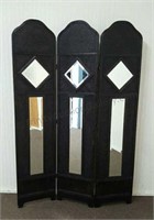 3 Panel Faux Wicker & Mirror Room Divider
