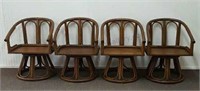 Vintage Rattan Swivel Arm Chairs X 4