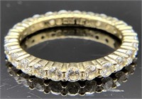 Gold Tone Sterling Eternity Band Ring, Sz 8