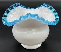 Fenton Aqua Crest Art Glass Vase