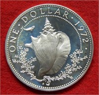 1972 Bahamas Silver Proof Dollar - Sea Shell Comm