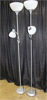 2 Silver-tone Matching Floor Lamps